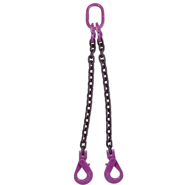 5/8" x 10' - 2 Leg Chain Sling w/ Self-Locking Hooks - Grade 100